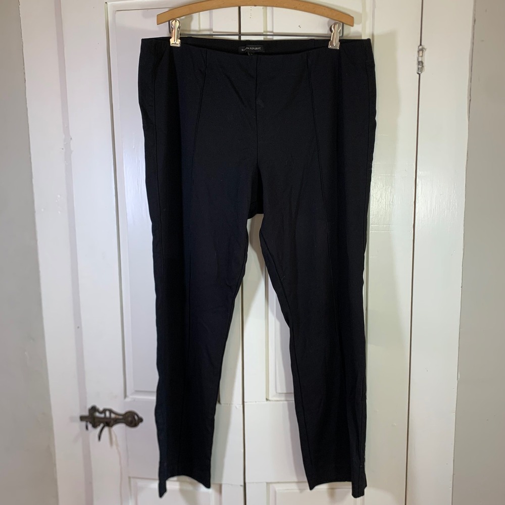 Banana Republic Womens XXL Black Skinny Ankle Pants Stretch Seam Front Pull On